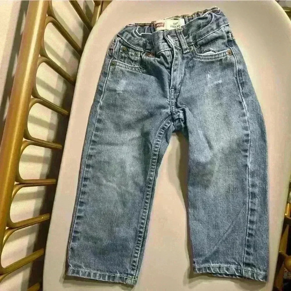 Levi’s toddler 100% cotton blue jeans no flaws adjustable waist size 2T wide leg - Picture 2 of 3